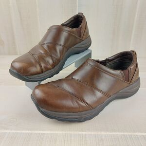 LL Bean Womens 10 W Brown Slip-On Comfort Mules Leather Casual Loafer